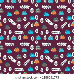 Vector illustration. Seamless pattern Business icons set. Flat elements on purple, white and blue background. Icons for business, management, finance, strategy, marketing.