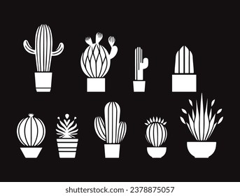 Vector illustration. Seamless pattern. Cacti in pots. Template for printing at a fabric factory.