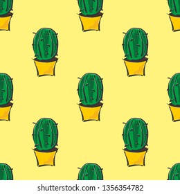 Vector illustration seamless pattern with cactus