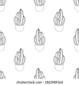 ilustración vectorial patrón sin fisuras con cactus en un fondo blanco. Patrón transparente para el fondo y los textiles