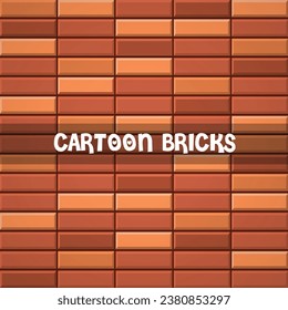 Vector illustration of seamless pattern cartoon bricks wall, bright texture tiled background