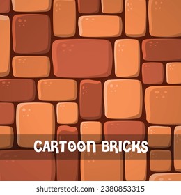 Vector illustration of seamless pattern cartoon bricks wall, bright texture tiled background