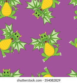 Vector illustration. Seamless pattern. Cartoon dragon.
