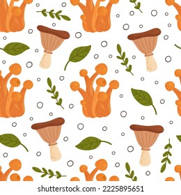  Vector illustration of a seamless pattern of chanterelles and chanterelles.