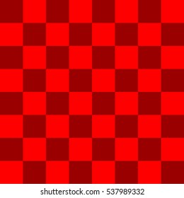 Vector illustration of seamless pattern in chessboard design. Light red and dark red cells.