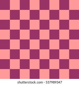 Vector illustration of seamless pattern in chessboard design. Pink and purple cells.