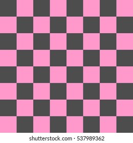 Vector illustration of seamless pattern in chessboard design. Pink and gray cells.