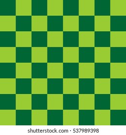 Vector illustration of seamless pattern in chessboard design. Light green and dark green cells.