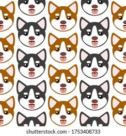 vector illustration seamless pattern chibi cute puppy dog ​​husky