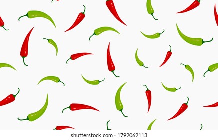 Vector illustration of a seamless pattern with chili peppers on a light background.