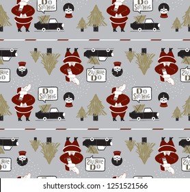 Vector illustration. Seamless pattern for Christmas. Decorative elements collection. Design for card, banner, poster,  invitation and scrapbook