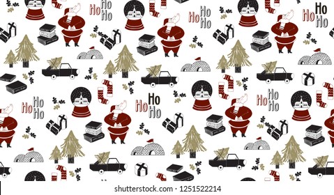 Vector illustration. Seamless pattern for Christmas. Decorative elements collection. Design for card, banner, poster,  invitation and scrapbook