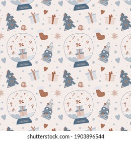 Vector illustration seamless pattern with Christmas elements. Poster, postcard, printable.