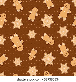 Vector illustration - Seamless pattern with Christmas gingerbread cookies