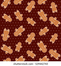 Vector illustration - Seamless pattern with Christmas gingerbrea