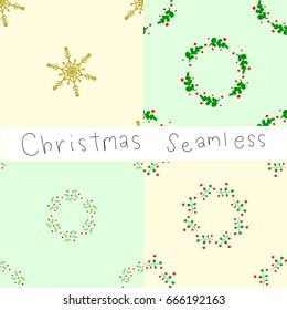 vector illustration seamless pattern Christmas set