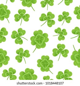 Vector illustration, seamless pattern with clover leaves. Saint Patrick's day design element.