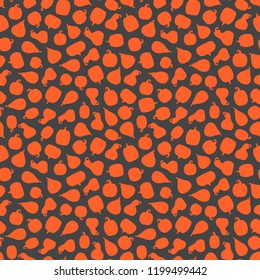 Vector illustration: seamless pattern: collection different shape orange pumpking icons on black background. Decorative element for Halloween party greeting cards, wallpapers, fabrics, wrapping paper
