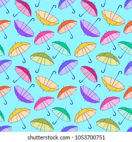 Vector illustration of seamless pattern with colorful umbrellas