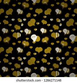 Vector illustration. Seamless pattern colorful summer style label illustration with nice elements. Love and unusual designs. Love card. Our love is happy.
