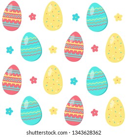 Vector illustration. Seamless pattern with colorful Easter eggs. 