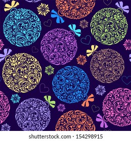 Vector illustration of seamless pattern with colorful christmas ball