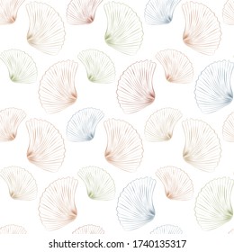 Vector illustration - seamless pattern of colorful shells. Sea background. For design invitations, greeting cards, posters, prints, banners, flyers.