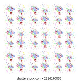 vector Illustration seamless pattern colorful bouquet balloon and red ribbon on pastel background.Object for decorate greeting card, wallpaper,Happy new year,Valentine, birth day,wedding and party.