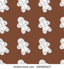 Vector illustration of a seamless pattern composed of a Gingerbread Man.