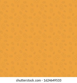 Vector illustration. Seamless pattern of contour drawings of berries on an orange background. White, transparent blackberry on a colored background