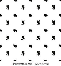 vector illustration seamless pattern with cute black anime cats with green eyes in different poses
