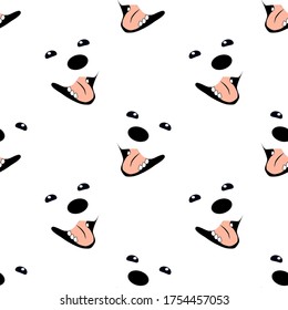 vector illustration seamless pattern cute muzzles jaws of a dog smiling