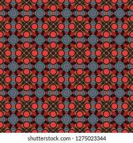 Vector illustration. Seamless pattern with decorative geometric and abstract elements in pink, brown and gray colors.