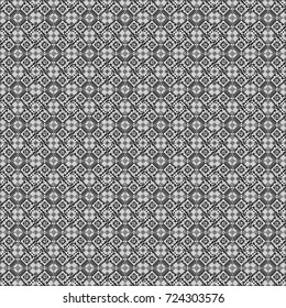 Vector illustration. Seamless pattern with decorative geometric and abstract elements in white, gray and black colors.
