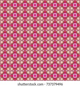 Vector illustration. Seamless pattern with decorative geometric and abstract elements in red, pink and gray colors.