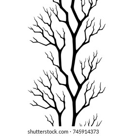 vector illustration, seamless pattern, decorative tree branch