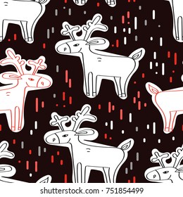 Vector illustration. Seamless pattern with deers.