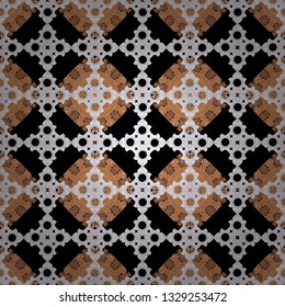 Vector illustration. Seamless pattern illustration for design. Abstract kaleidoscope black, brown and gray background. Bright flower.