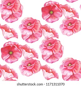 Vector illustration of a seamless pattern of different types of flowers of tulips