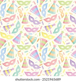 Vector illustration of seamless pattern with different elements of party