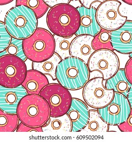 Vector illustration - Seamless pattern with donuts