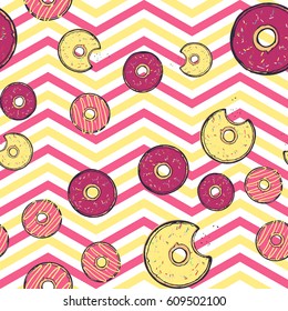 Vector illustration - Seamless pattern with donuts