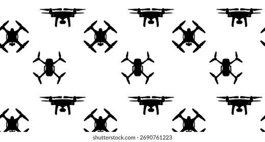 Vektorgrafik nahtloses Muster mit Drohnen-Silhouetten