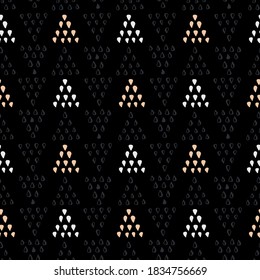 Vector illustration of seamless pattern with drops triangles.