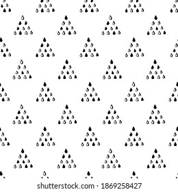 Vector illustration of seamless pattern with drops triangles.