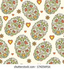 Vector illustration of seamless pattern with easter eggs