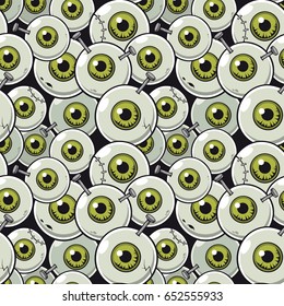 Vector illustration seamless pattern with eyeball zombie