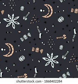 Vector illustration of seamless pattern with a fantasy space.