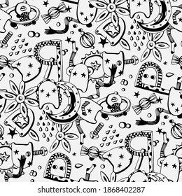 Vector illustration of seamless pattern with a fantasy space.