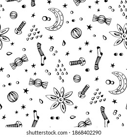 Vector illustration of seamless pattern with a fantasy space.